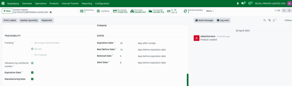 Odoo Inventory Manufacturing & Expiration Dates