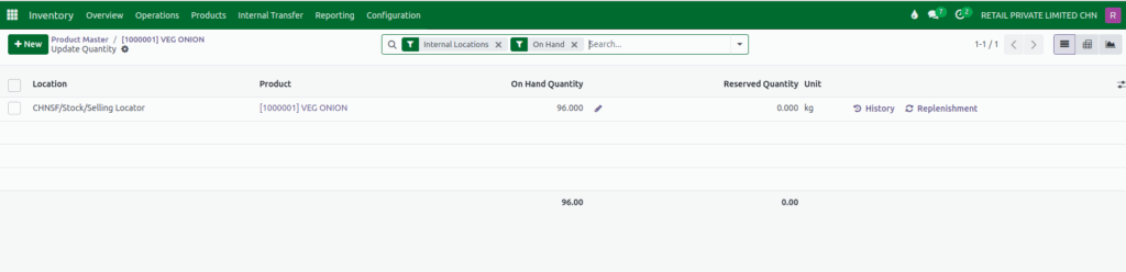 Odoo Inventory No Tracking Product