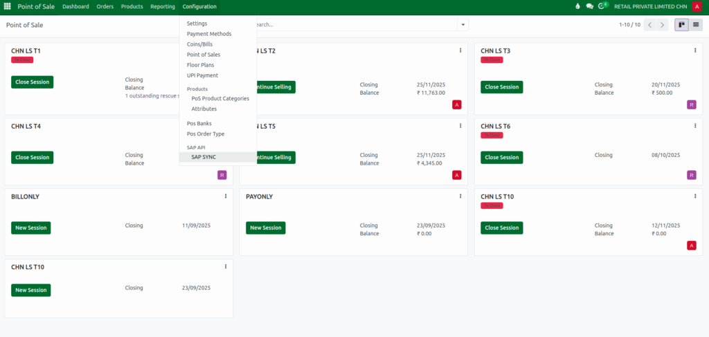 Odoo POS Accessing Gift Card Settings