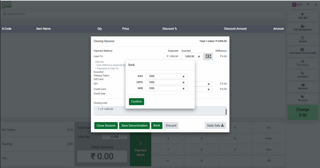 Odoo POS Banks During Close Session