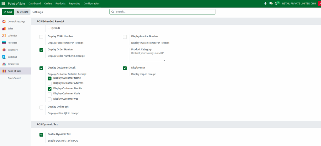 Odoo POS Dynamic Tax