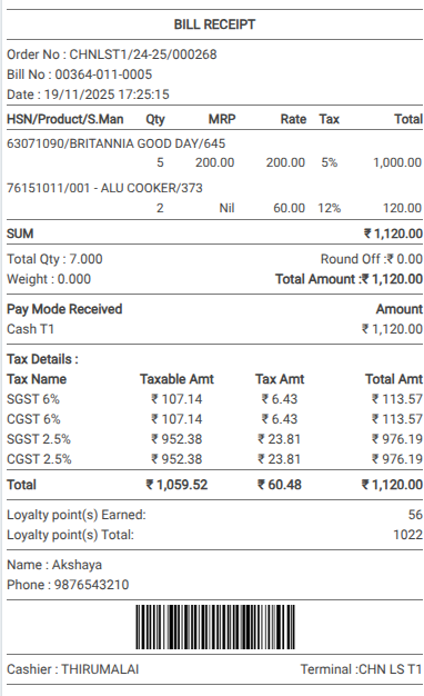 Odoo POS Salesperson in Bill