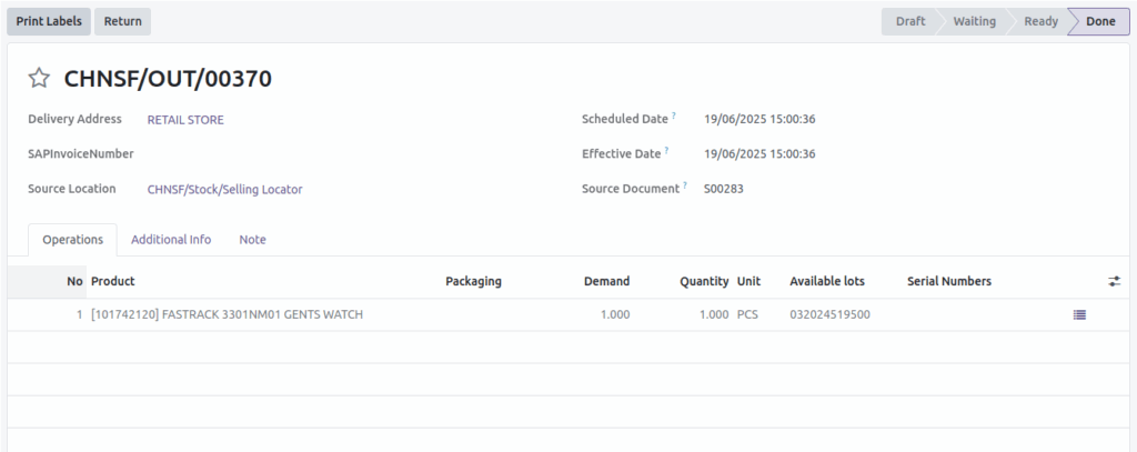 Odoo Sales Delivery Order