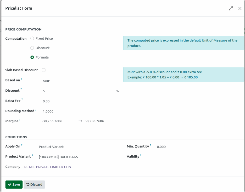 Odoo Inventory Extra Prices Pricelist 