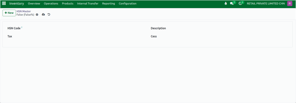 Odoo Inventory HSN Code Creation