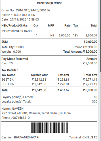 Odoo POS Bill Customer Copy