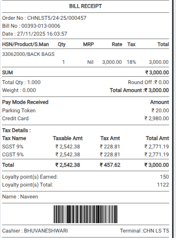 Odoo POS Bill Paymode Received