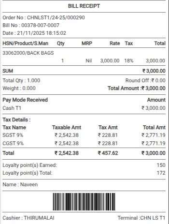 Odoo POS Bill Receipt