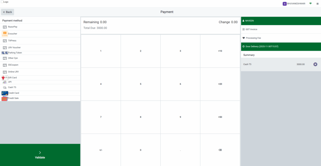 Odoo POS Payment Door Delivery