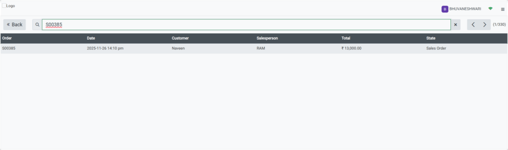 Odoo POS Quotation Screen Search
