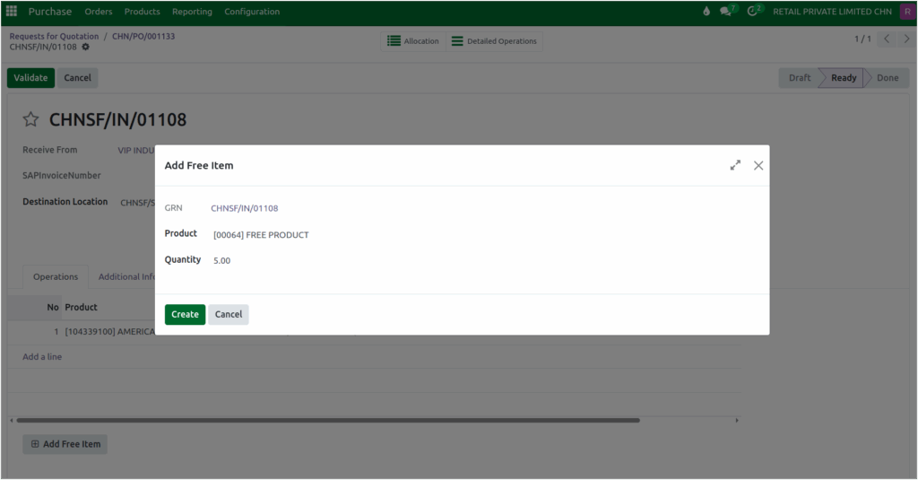 Odoo GR Add Free Item Popup