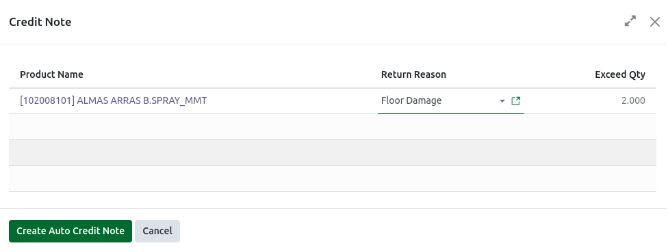 Odoo GR BIll Credit Note Popup
