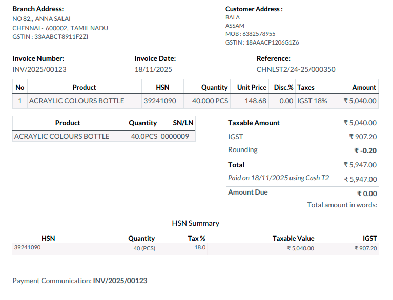 Tenthplanet-Odoo-GST Invoice