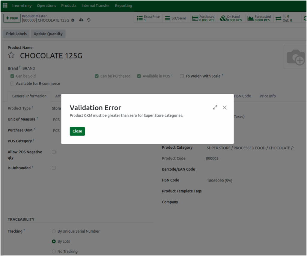 Odoo Inventory GKM Superstores Validation