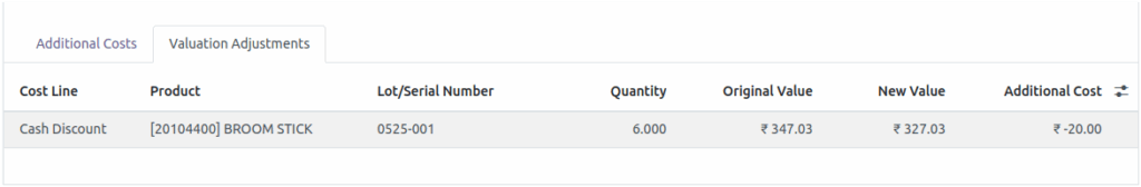 Odoo Inventory Off-Claim InvoiceValuation Cash Discount