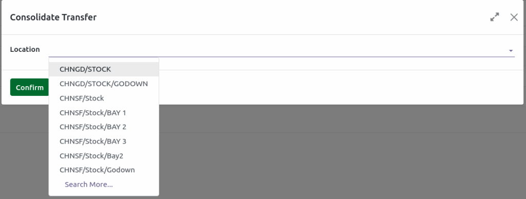 Odoo Inventory StockTake Location