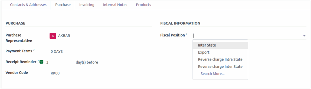 Odoo Inventory  Vendor-Purchase Details