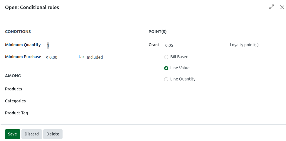 Odoo Master Loyalty Points Conditional Rules