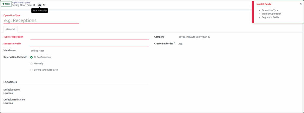 Odoo Operation Type Mandatory Field