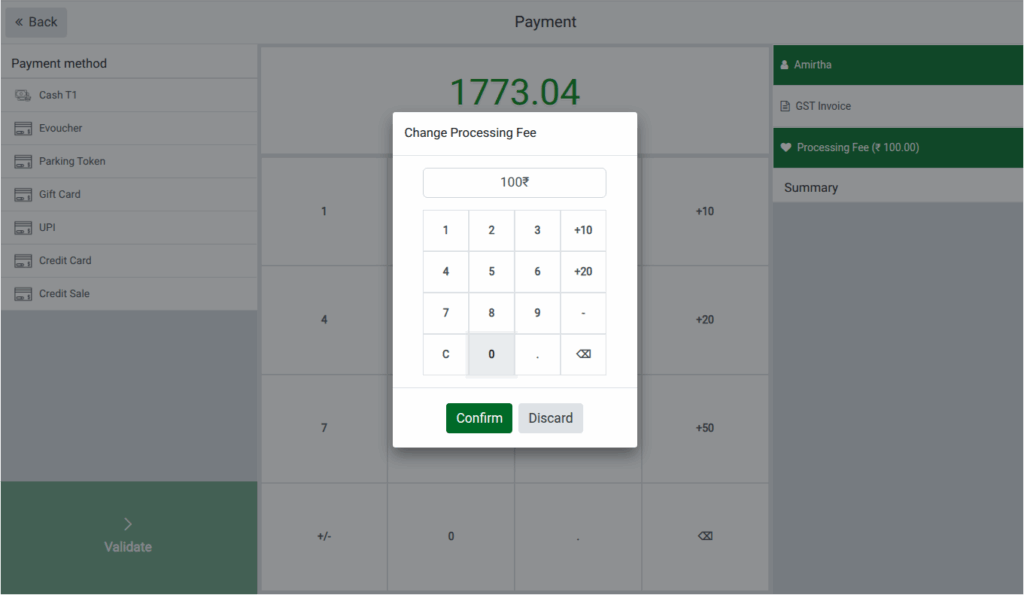 Odoo POS Bajaj Processing Fee Pop Up
