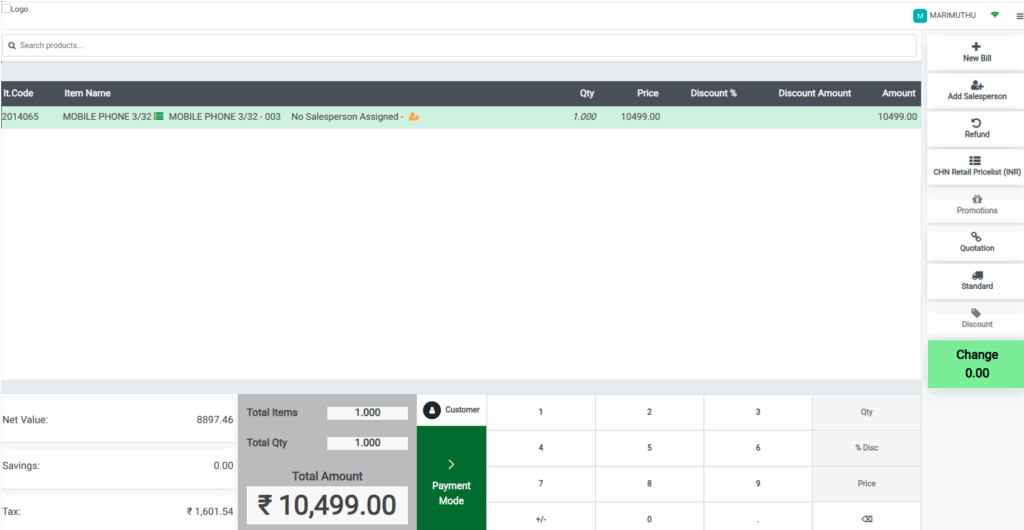 Odoo POS Cart Before Line Level Discount
