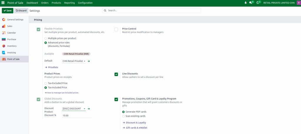 Odoo POS Enable Global Discount