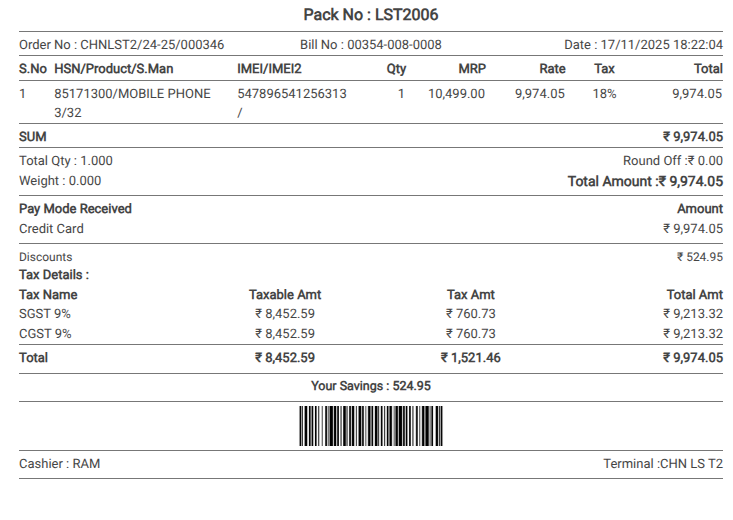 Odoo POS Line Level Discount Receipt