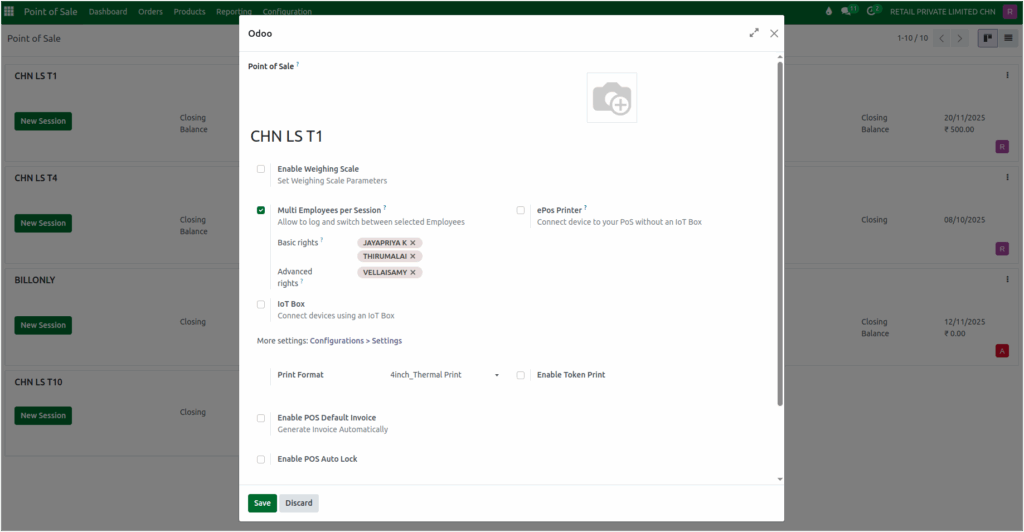 Odoo POS Multi User per Session Option
