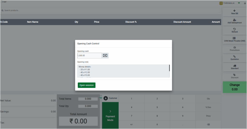 Odoo POS Opening Cash Popup