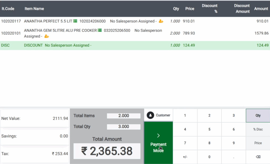 Odoo POS Order Bill Level POS Cart