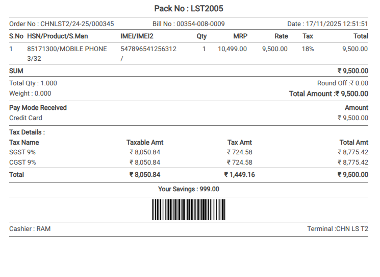Odoo POS Price Change Bill Receipt