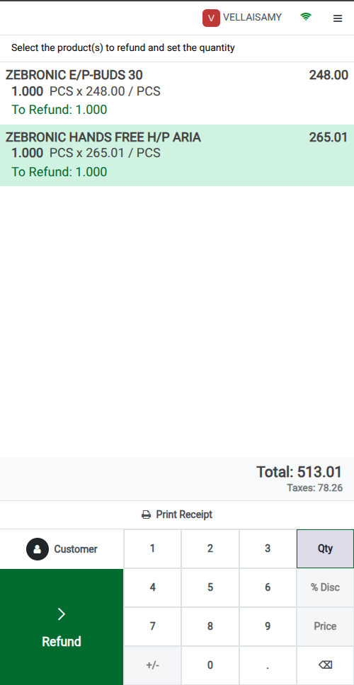 Odoo Point of Sales Exchange Order Screen