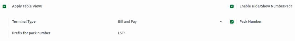 Odoo Point of Sales Pack Number