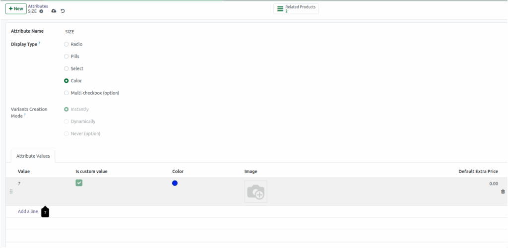 Odoo Product Attribute Name