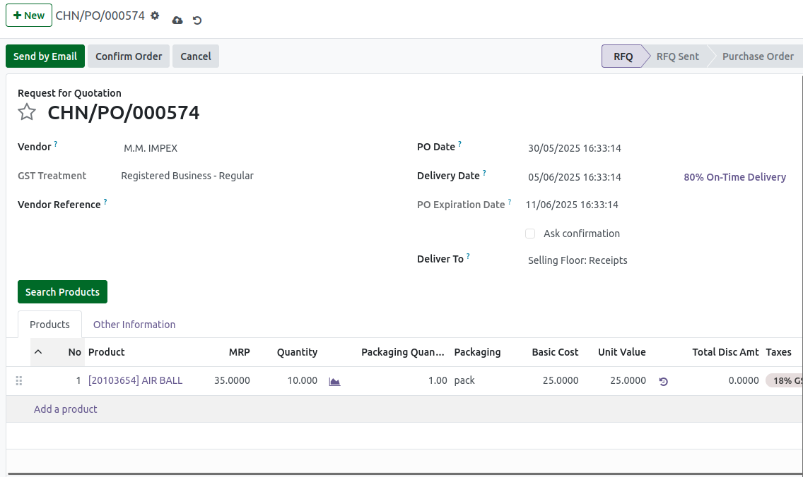 How to Manage Packaging Details When Creating a Purchase order in Odoo ...