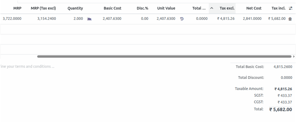Odoo Purchase Product Pricing