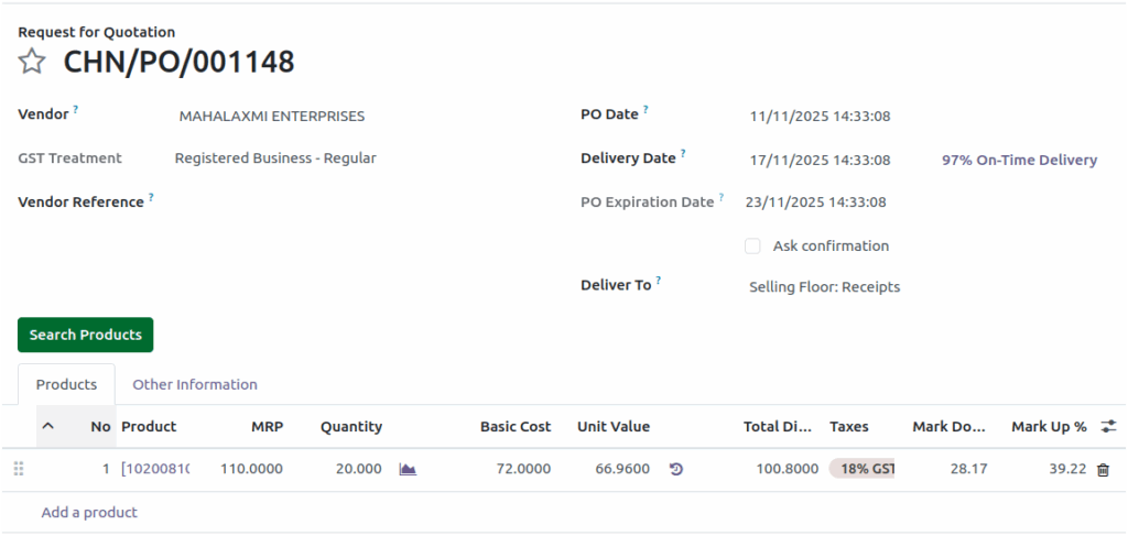 Odoo-Purchase-Purchase Order