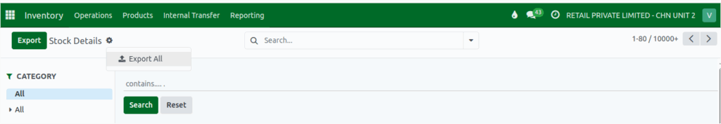 Odoo Report Stock Details Export