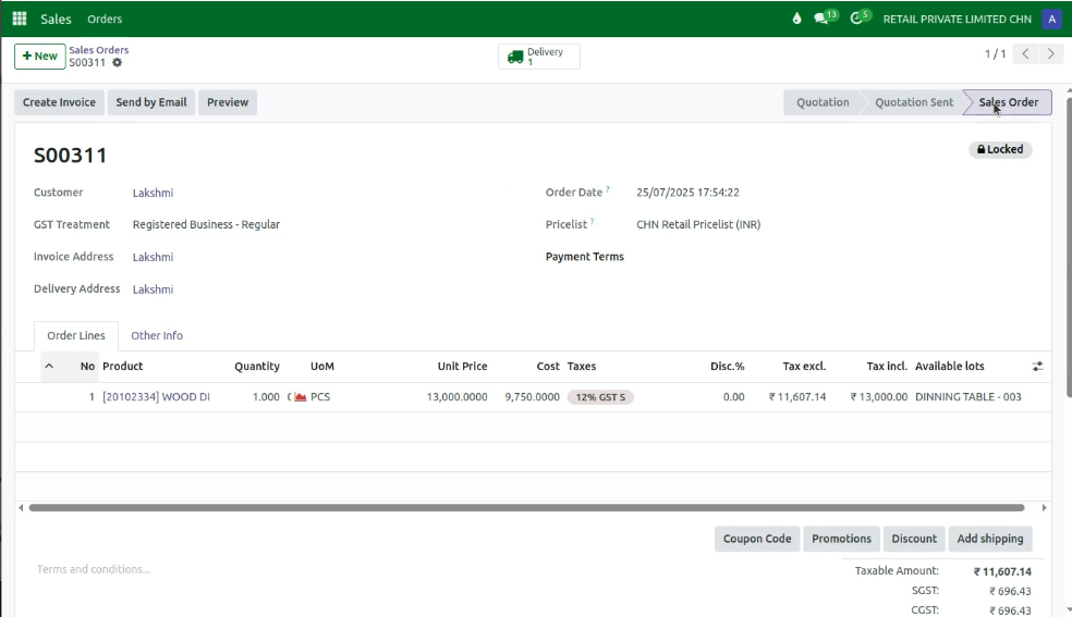 Odoo SalesOrders Confirm