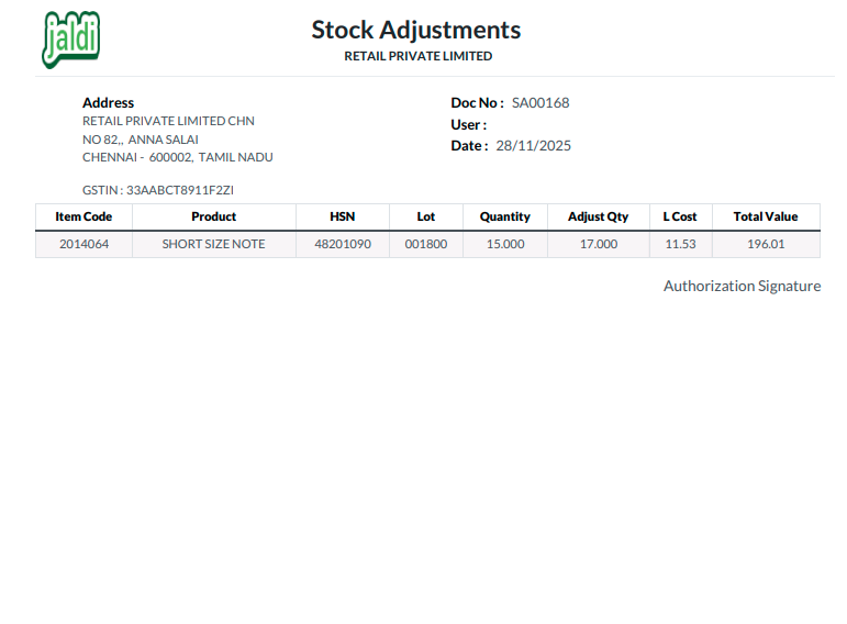 Odoo Stock Adjustment Print