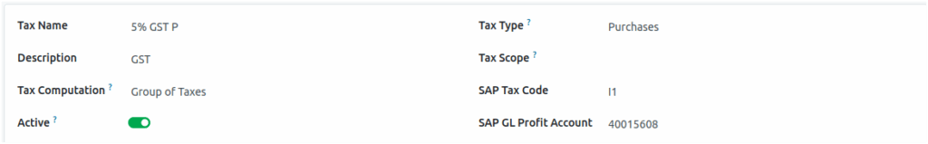 Odoo Tax Profile