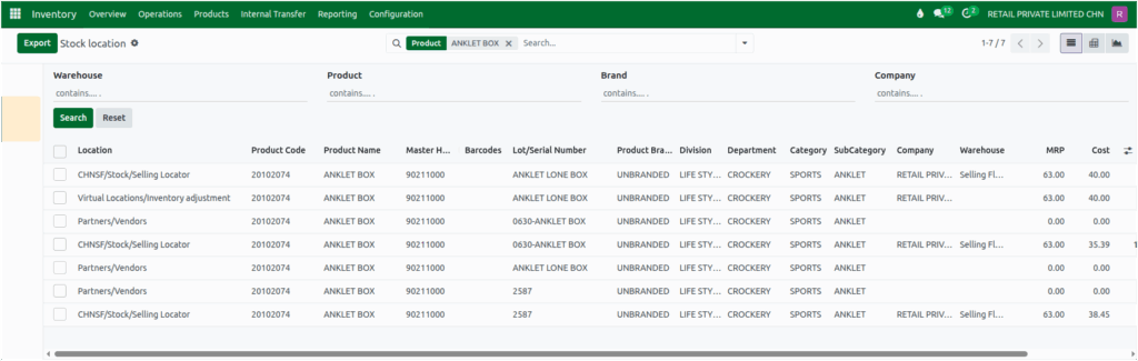 Odoo Inventory Stock Location Report Search 