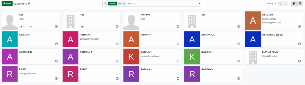 Odoo Customer Master Search