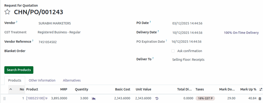 Odoo Purchase Order Delivery Date Expiration Date