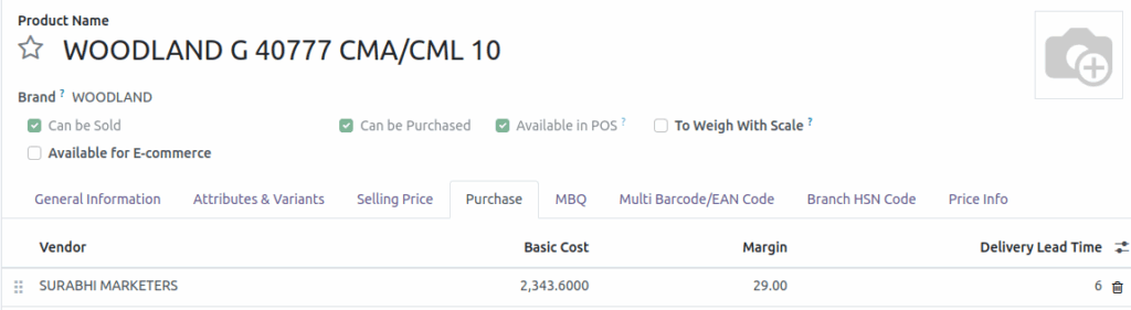 Odoo Purchase Order Purchase Tab