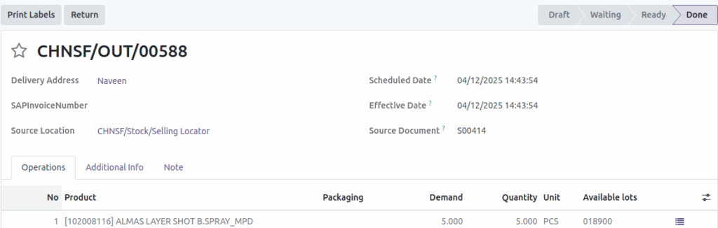Odoo Sales Delivered QuantitiesSales Order