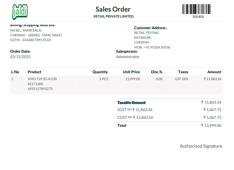 Odoo Sales Print Details