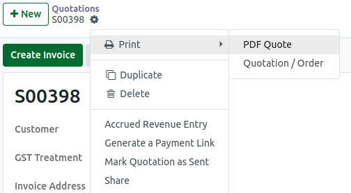 Odoo Sales Print