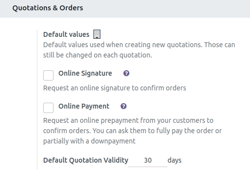 Odoo Sales Quotations Configure