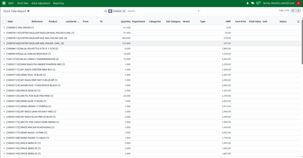 Odoo Stock Take Group